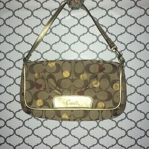 Coach Tan & Gold Wristlet